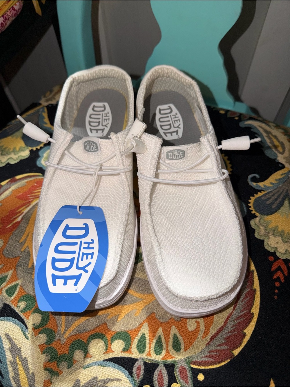 Hey Dude Women women's Wendy Stretch Sox white shoes - size W8